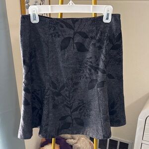 Banana Republic Charcoal Gray Floral A-Line Skirt